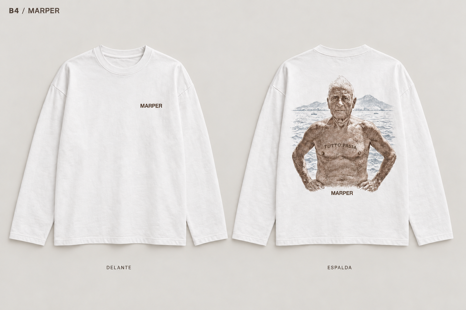 Espalda de la camiseta Tutto Passa: ilustración tutto passa