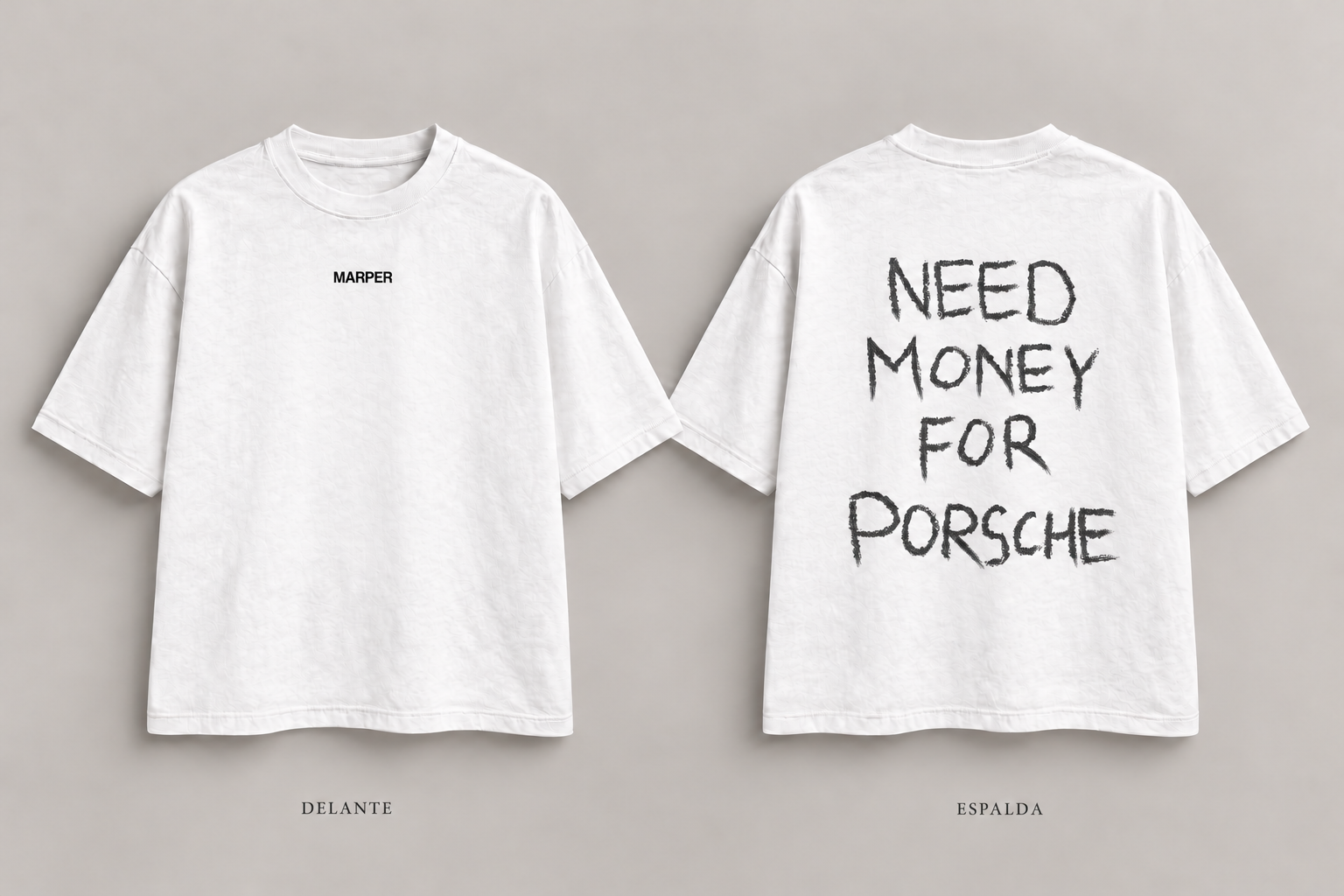 Espalda de la camiseta Need Money for Porsche: gráfica need money for porsche