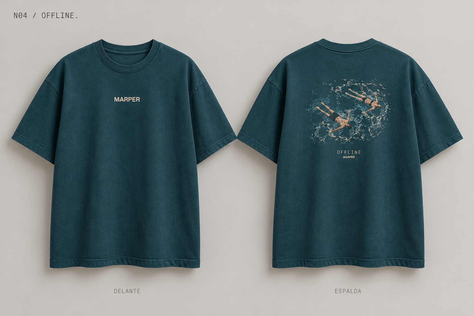 Espalda de la camiseta Offline: dos nadadores + firma offline