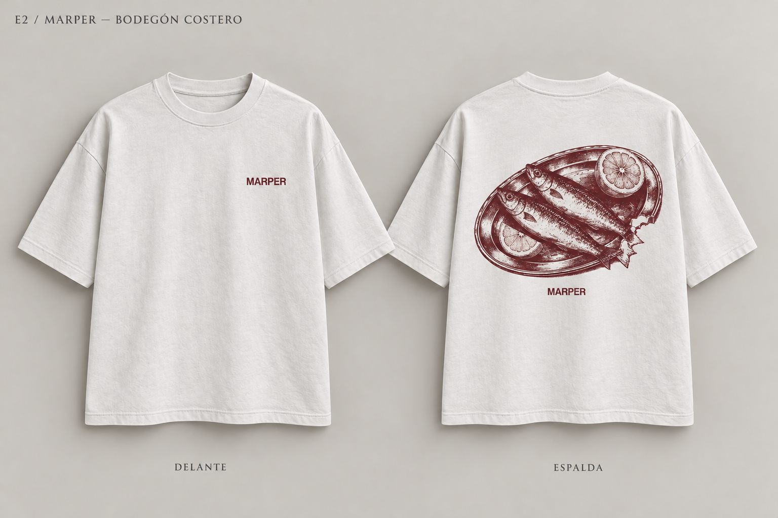 Espalda de la camiseta Bodegón Costero: bodegón costero de sardinas